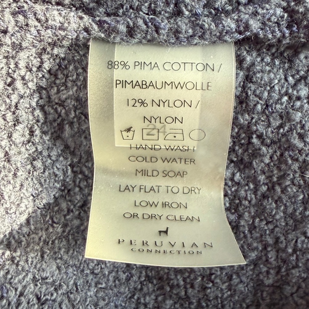 Peruvian Connection Lucca Dress Navy Pima Cotton Boucle Maxi Sweater Dress S - Picture 5 of 8